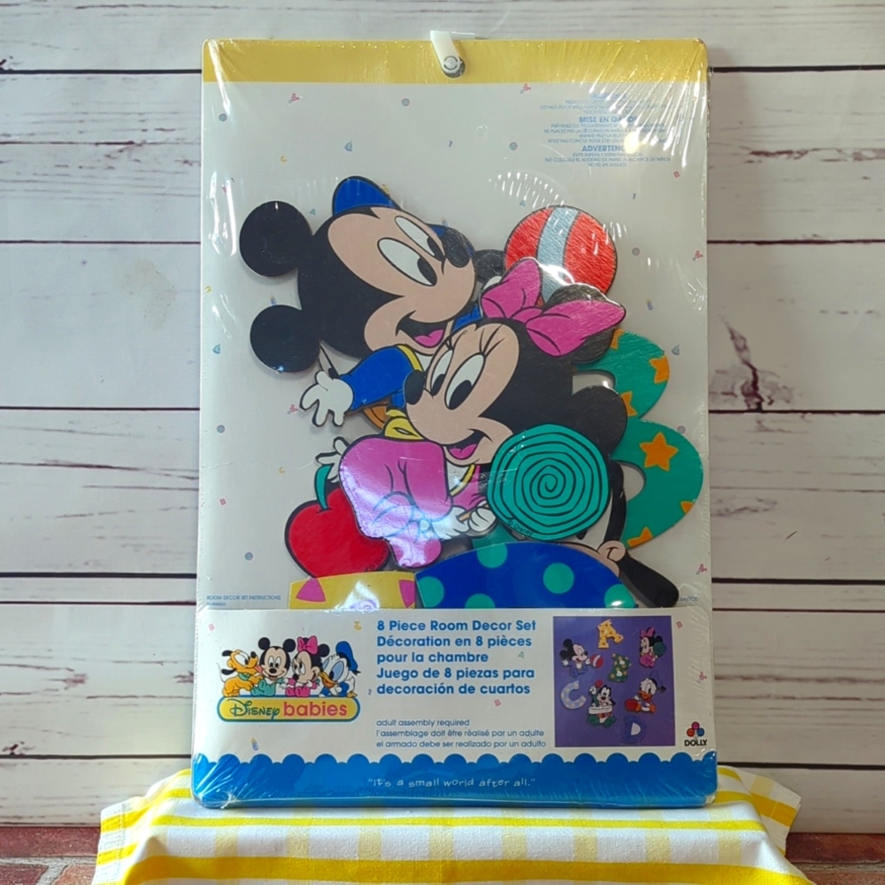 Disney Babies Mickey Minnie Donald Pluto Alphabet Room Decor Colorful Retro RARE